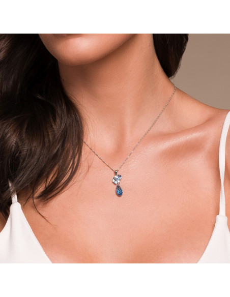 Collier BLATTER en argent avec cristal bleu | SPARK