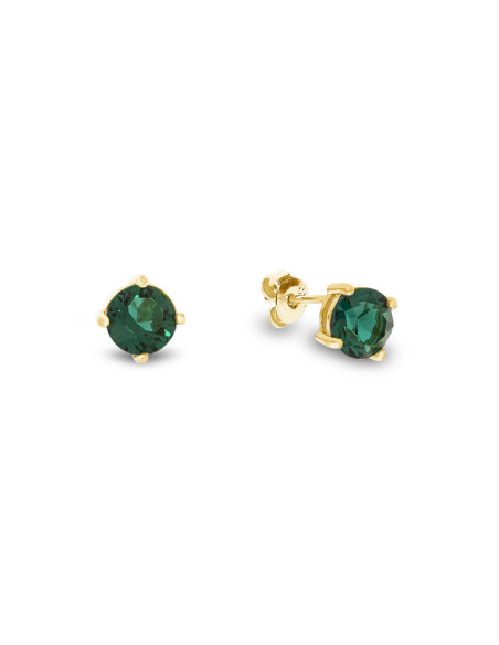 BRILLANT gold-plated sterling silver earrings with green crystal | SPARK
