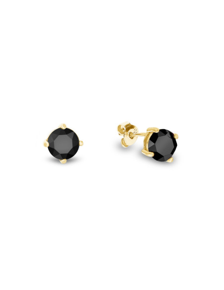 BRILLANT gold-plated sterling silver earrings with black crystal | SPARK