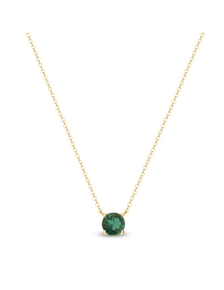 BRILLANT gold-plated sterling silver necklace with green crystal | SPARK