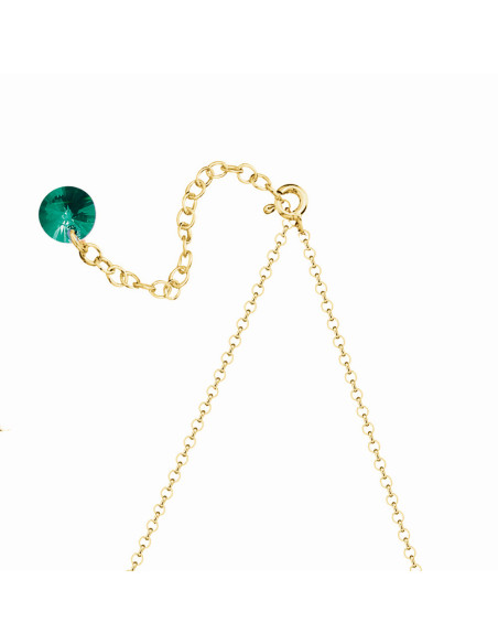 BRILLANT gold-plated sterling silver necklace with green crystal | SPARK