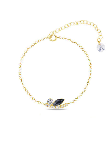 Bracelet BRINDILLE en argent plaqué or avec cristal noir| SPARK