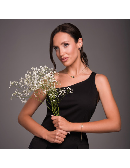 BRINDILLE gold-plated silver bracelet with black crystal | SPARK