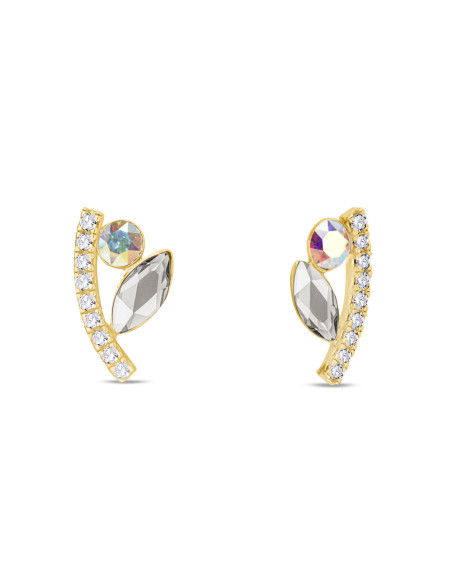 Boucles d'oreilles BRINDILLE en argent plaqué or avec cristaux blancs| SPARK