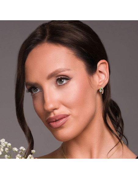 BRINDILLE gold-plated sterling silver earrings with white crystals | SPARK