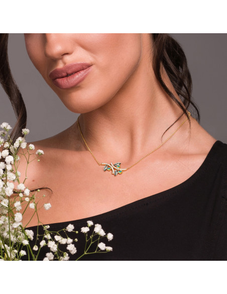 BRINDILLE gold-plated sterling silver necklace with white crystals | SPARK