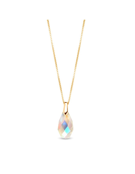 BRIOLETTE gold-plated sterling silver necklace with white crystal | SPARK