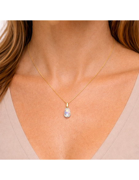 Collier BRIOLETTE en argent plaqué or avec cristal blanc | SPARK