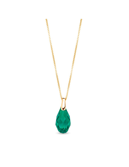 Collier BRIOLETTE en argent plaqué or avec cristal vert| SPARK