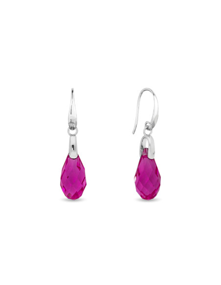 BRIOLETTE sterling silver earrings with pink crystal | SPARK