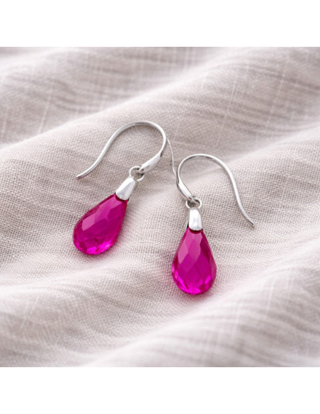 BRIOLETTE sterling silver earrings with pink crystal | SPARK