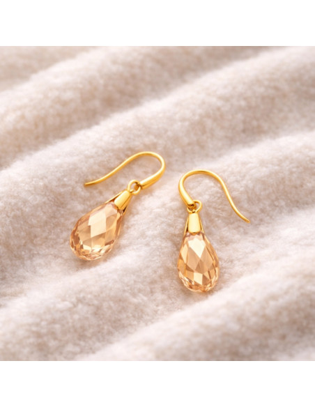 BRIOLETTE gold-plated silver earrings with gold crystals | SPARK
