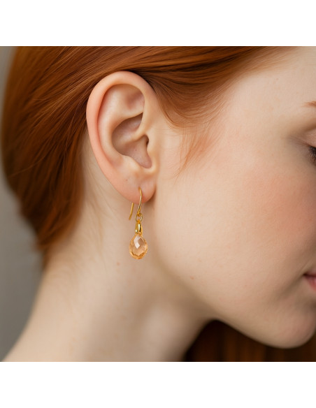 Boucles d'oreilles BRIOLETTE en argent plaqué or avec cristaux dorés | SPARK