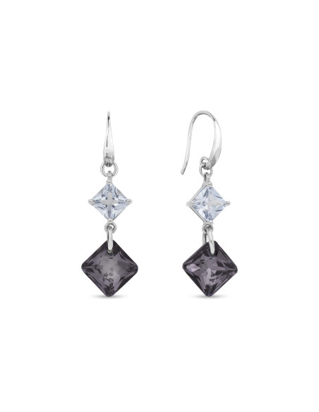 CARRE sterling silver earrings with black crystal | SPARK