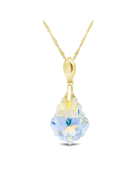 Collier CHANDELIER en argent plaqué or avec cristaux blancs| SPARK