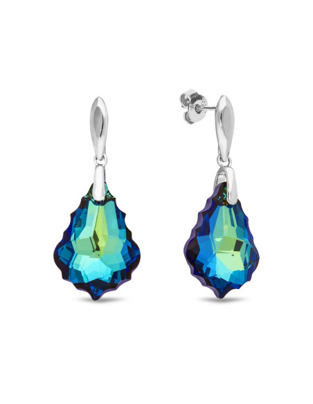 CHANDELIER sterling silver earrings with blue crystal | SPARK