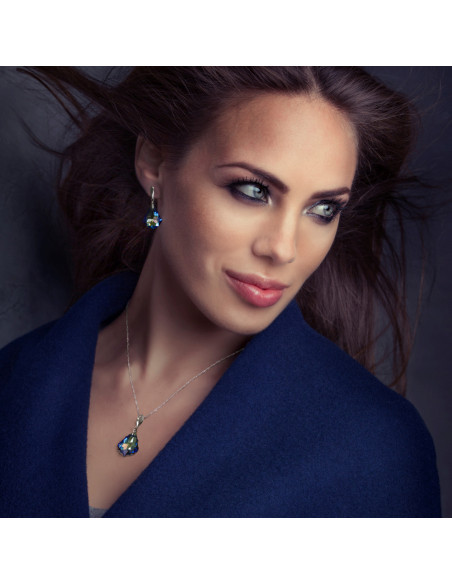 CHANDELIER sterling silver earrings with blue crystal | SPARK