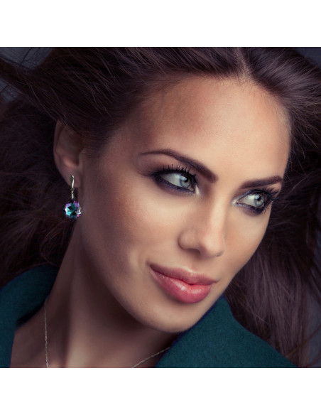 CHANDELIER sterling silver earrings with violet crystal | SPARK
