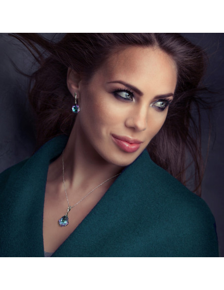 Boucles d'oreilles CHANDELIER en argent avec cristal violet | SPARK