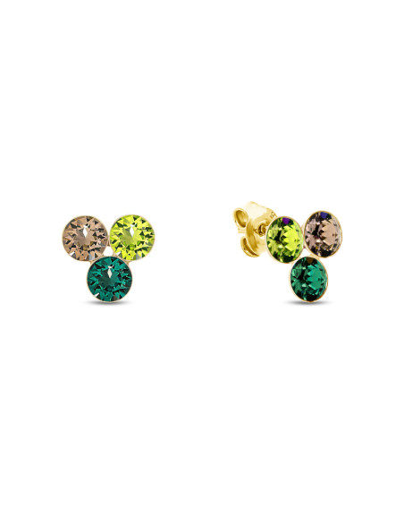 Boucles d'oreilles CHIQUITO en argent plaqué or avec cristaux verts| SPARK