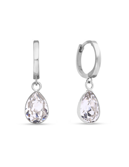 DEWDROP CREOLES sterling silver earrings with white crystal | SPARK