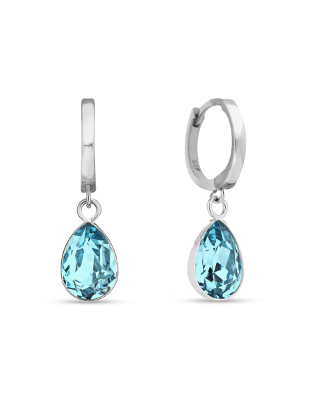 Boucles d'oreilles DEWDROP CREOLES en argent avec cristal bleu| SPARK