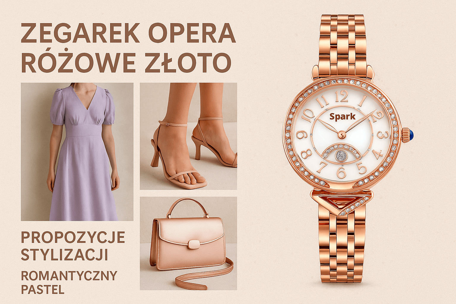 Opera różowe złoto stylizacje